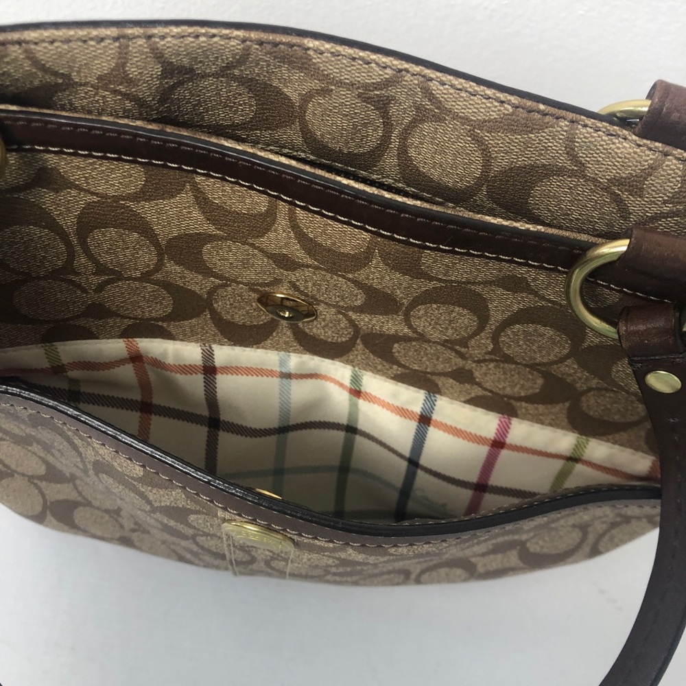 Coach Khaki Canvas Leather Handbag W est. Design - Picture 8 of 8